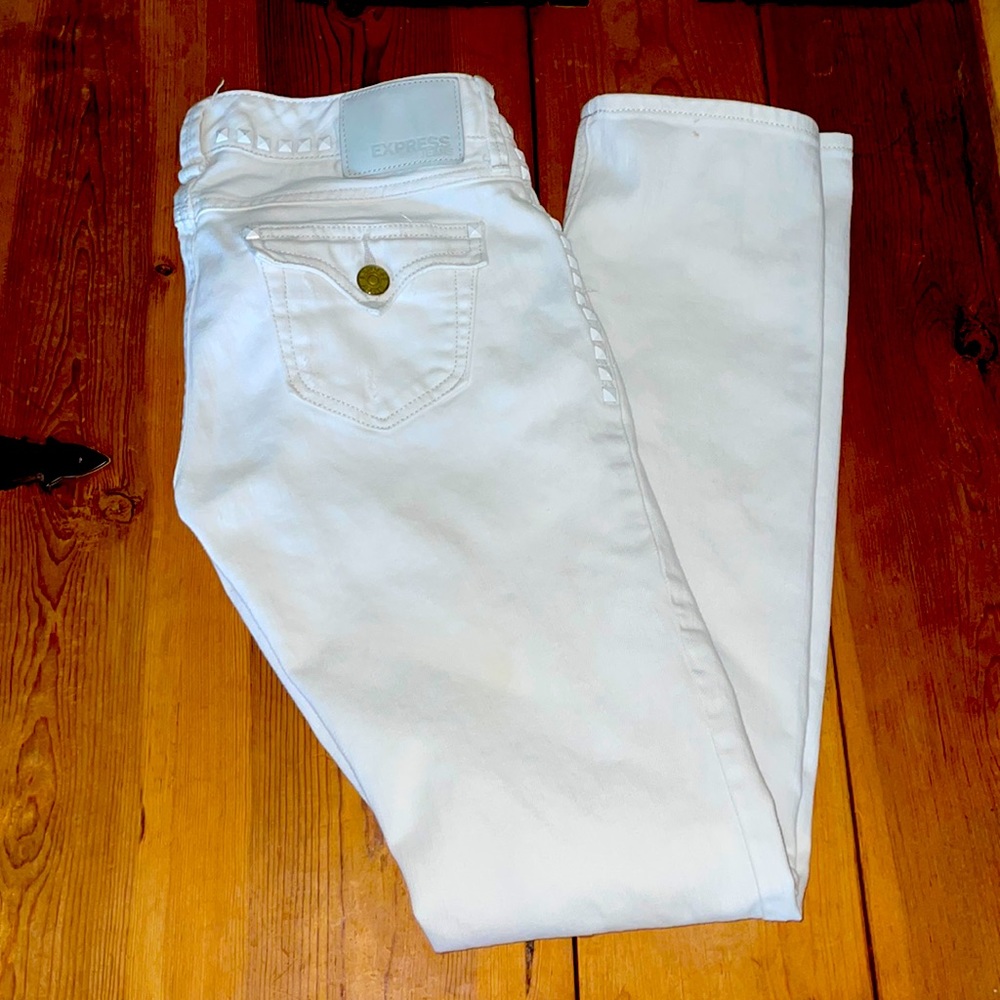 Vintage Distressed embellished white jeans